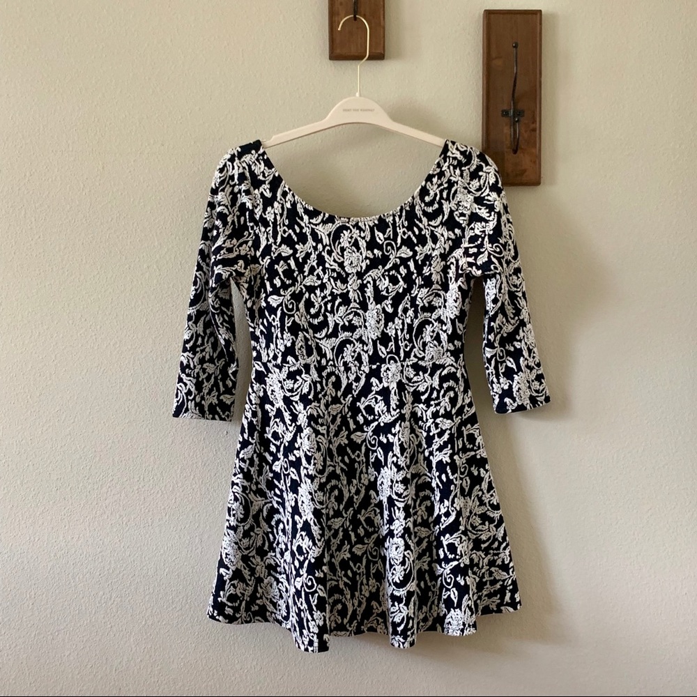 Black and white floral ballet top